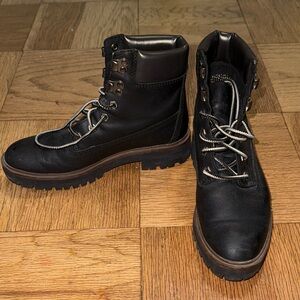 Women’s Timberland Black Lace Up Waterproof Boots Size 6